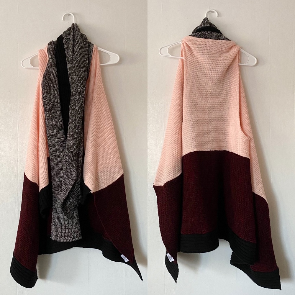 Free People Sleeveless Open Front Cardigan with Scarf Collar